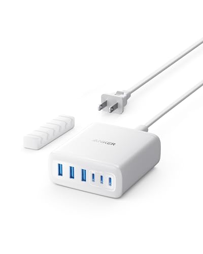 Anker Desktop Charger Fast Charging USB C Charger 112W Max 6-Port Charging Station for iPhone iPad MacBook Samsung and More (Cable Not Included) White A2154