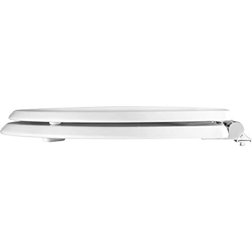 MAYFAIR 26CHSL 000 Benton Toilet Seat with Chrome Hinges will Slow Close and Never Come Loose ROUND Durable Enameled Wood White