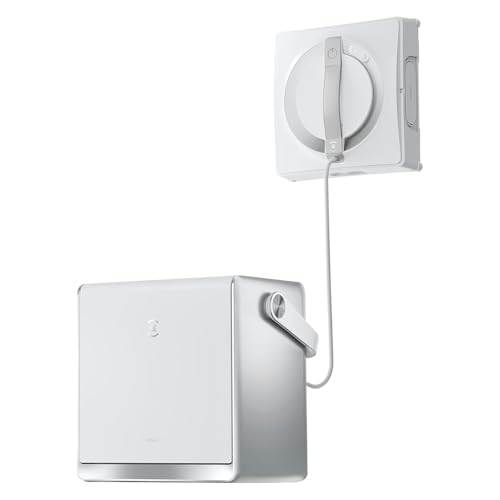 ECOVACS Winbot W2 Omni Potable Window Cleaning Robot Intelligent Cleaning with Three-Nozzle Wide-Angle Spray Technology Win SLAM 4.0 Path Planning Deep Edge Cleaning 5500Pa Suction Power White