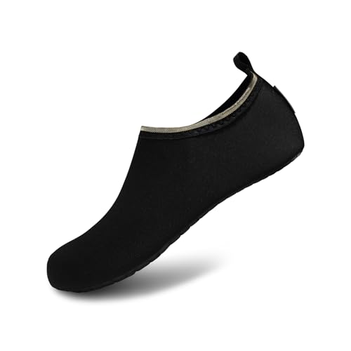 Water Shoes for Women Men Barefoot Beach Shoes Quick Dry Aqua Shoes SoidBlack 40/41