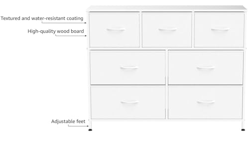 WLIVE Dresser TV Stand Entertainment Center with Fabric Drawers Media Console Table with Metal Frame and Wood Top for TV up to 45 inch Chest of Drawers for Bedroom White