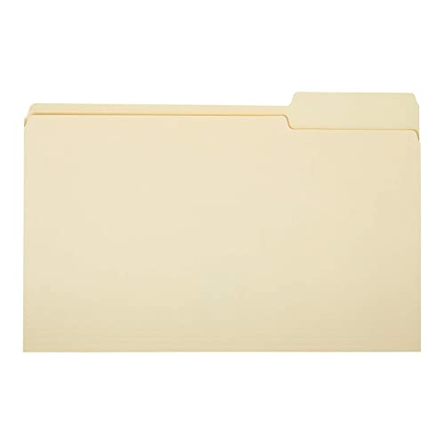 Amazon Basics Sturdy Manila File Folders 1/3 Tabs in Assorted Positions for Filing Legal Size 8.5 x 14 Inch - Pack of 100