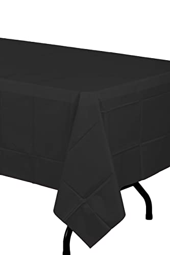 Exquisite Premium Black Plastic Table Covers 12 Pack - Heavy-Duty Disposable Party Tablecloths