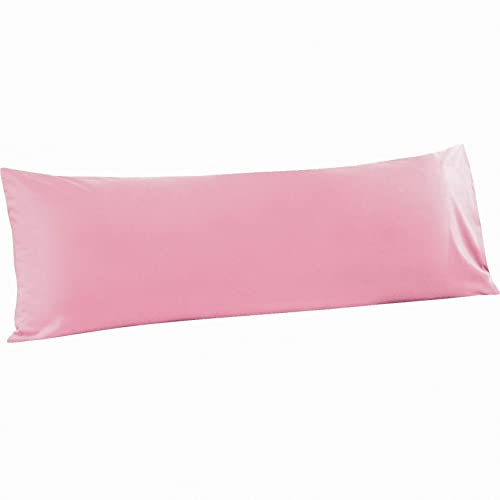 FLXXIE 1 Pack Microfiber Body Pillow Case 1800 Super Soft Pillowcase with Envelope Closure Wrinkle Fade and Stain Resistant Pillow Cover 20x54 Pink