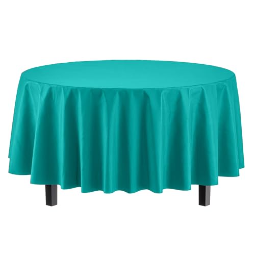 84in Round Teal Tablecloth 12-Pack