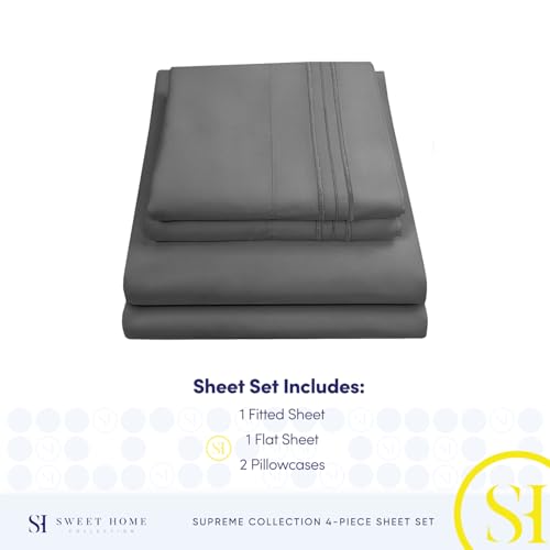 1800TC Soft Brushed Microfiber Sheets - Egyptian Quality Luxury Bedding Set w/ Deep Pockets
