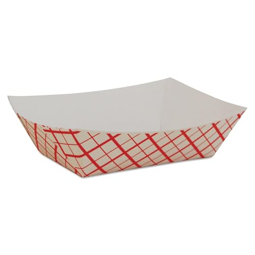 Red Checked 1/2 Lb Food Tray #50