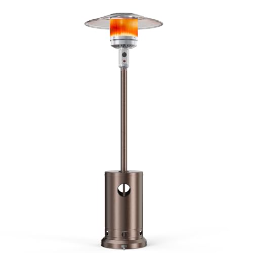 SMUG 48 000 BTU Propane Heater Outdoor Patio Heaters with Wheels Patio Heater Deck Porch for Outdoor Use Camping Backyard Commercial Double-Layer Stainless Steel Burner 87\" H