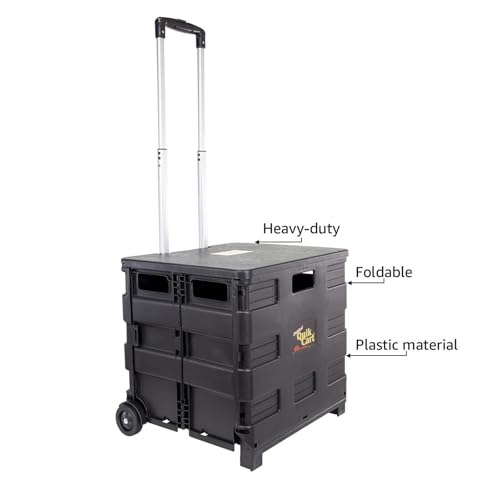 dbest products Quik Cart Two-Wheeled Collapsible Handcart with Black Lid – Heavy Duty, Lightweight & Versatile Utility Cart