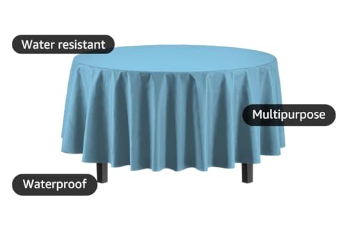 84in Round Sky Blue Tablecloth 12-Pack