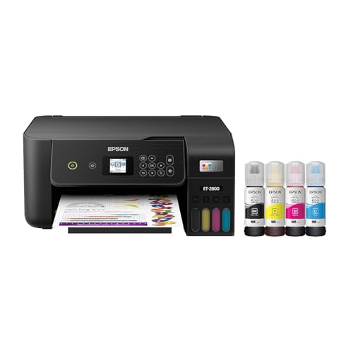 EcoTank ET-2800 Wireless Color All-in-One Cartridge-Free Supertank Printer with Scan and Copy – The Ideal Basic Home Printer - Black Medium