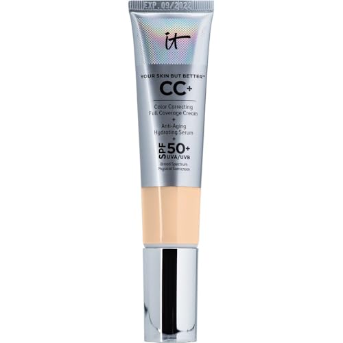 IT Cosmetics Your Skin But Better CC+ Cream Medium (W) - Color Correcting Cream Full-Coverage Foundation Anti-Aging Serum & SPF 50+ Sunscreen - Natural Finish - 1.08 fl oz