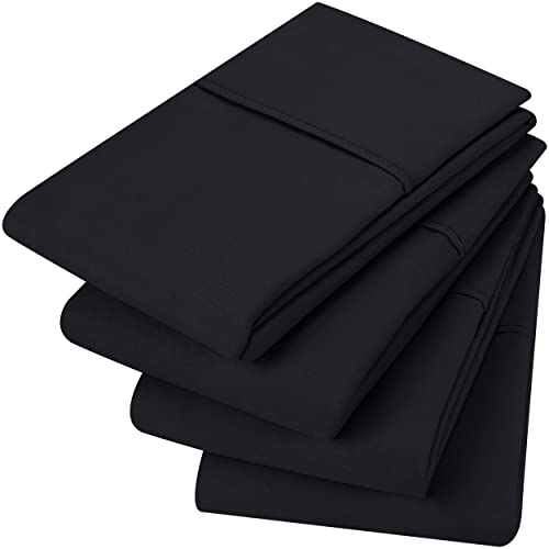 Utopia Bedding King Pillow Cases - 4 Pack - Envelope Closure - Soft Brushed Microfiber Fabric - Shrinkage and Fade Resistant Pillow Cases 20 X 40 (King Black)