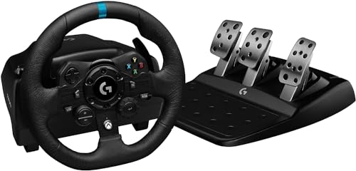 Logitech G Logitech G923 Racing Wheel and Pedals TRUEFORCE Force Feedback Real Leather Driving Force Shifter - Xbox X|S Xbox One PC Mac - Black