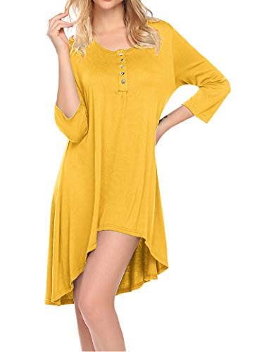 Naggoo Women's Half Sleeve High Low Loose Fit Casual Tunic Tops Tee Shirt Blouses (Yellow 3XL)