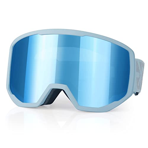 EXP VISION Ski Goggles Snowboard for Men Women OTG Anti Fog UV Protection Snow Goggles (Grey Frame Dream Blue)
