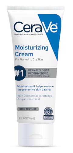 CeraVe Moisturizing Cream | Body and Face Moisturizer for Dry Skin | Body Cream with Hyaluronic Acid and Ceramides | Daily Moisturizer | Oil-Free | Fragrance Free | Non-Comedogenic | 8 Ounce