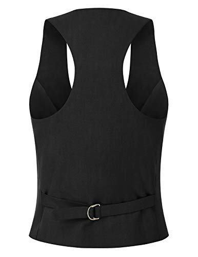 GRACE KARIN Women's Sleeveless Button Economy Dressy Suit Fitted Racer Back Weastcoat(XL Black)