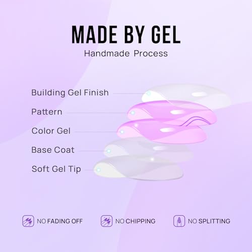 BTArtbox Press On Nails Almond -Christmas Short Designed Press On Nails with Gold Foil Natural Nail Tips Glue On Nails for Gifts Stick On Nails in 16 Sizes - 30 Nail Kit Scenery