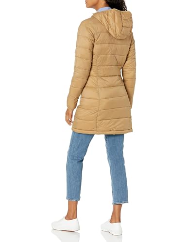 Amazon Essentials Women's Lightweight Water-Resistant Hooded Puffer Coat (Available in Plus Size) Camel Medium