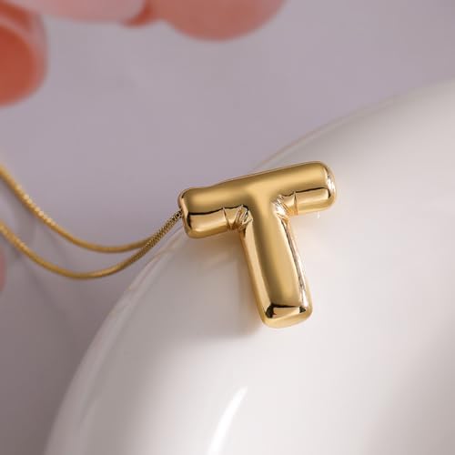 MTINEAPS Gold Initial Necklace: Trendy Bubble Letter Charm