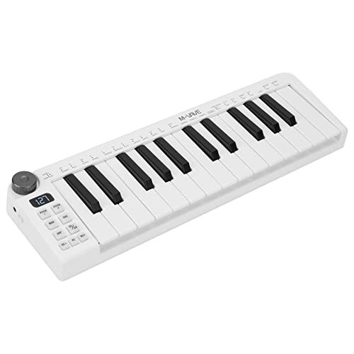 M-WAVE 25 Key Bluetooth USB MIDI Keyboard Controller Portable and Rechargeable Midi Controller For Mac and PC Dynamic Keybed Music Production Smart Chord Scale Modes Software Included (Mini)