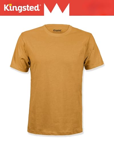 Kingsted Mustard Yellow T-Shirts for Men - Royally Comfortable - Super Soft Cotton Blend - Short Sleeve Tagless Crewneck (Single Mustard Large)
