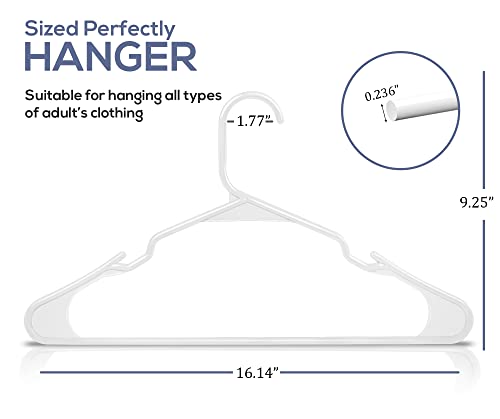 Utopia Home Clothes Hangers 20 Pack - Plastic Hangers Space Saving - Durable Coat Hanger with Shoulder Grooves (White)
