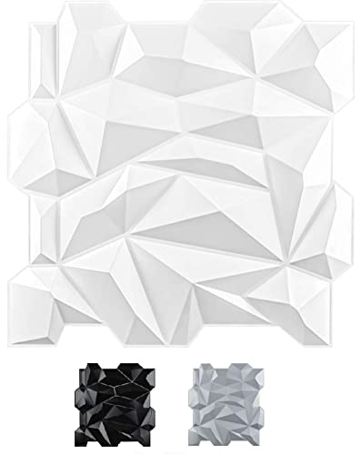 Art3d PVC 3D Diamond Wall Panel Jagged Matching-Matt White for Residential and Commercial Interior Decor
