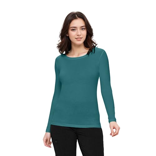 Natural Uniforms Women's Under Scrub Tee Crew Neck Long Sleeve T-Shirt (Teal Large)