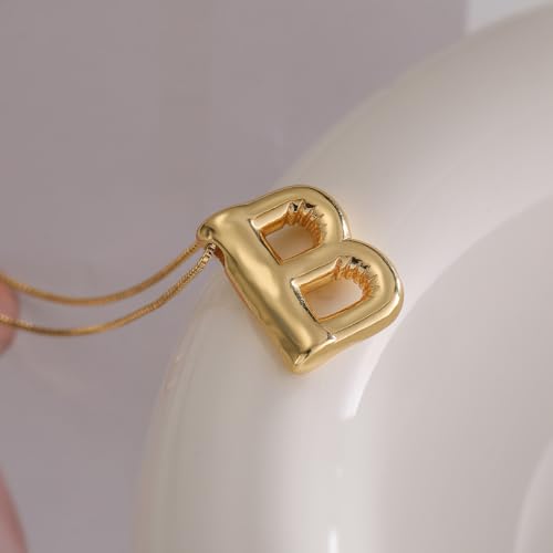 MTINEAPS Gold Initial Necklace: Trendy Bubble Letter Style
