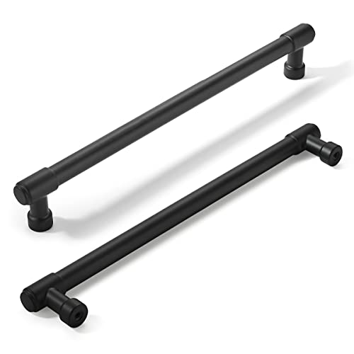 khtumeware 6 Pack Matte Black Cabinet Pulls 8 Inch(203mm) Hole Centers Kitchen Cabinet Handles Cabinet Hardware Kitchen Handles for Cabinets Cupboard Handles Drawer Pulls