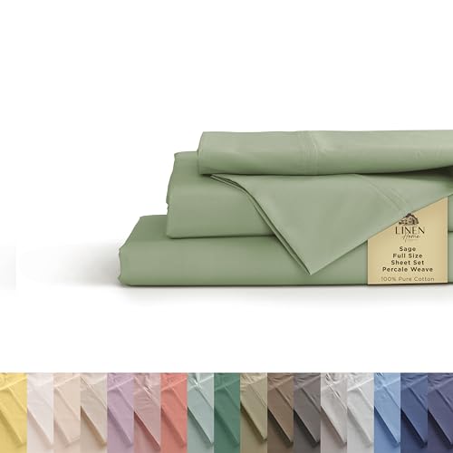 Linen Home 100% Cotton Full Size Bed Sheets for Crisp Comfort