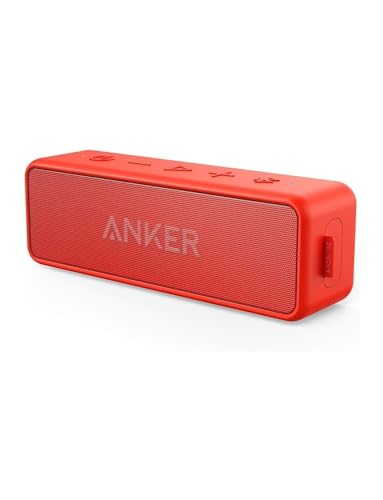 Anker SoundCore 2 Bluetooth Lautsprecher Fantastischer Sound Enormer Bass mit Dualen Bass-Treibern 24h Akku Verbesserter IPX7 Wasserschutz Kabelloser Lautsprecher für iPhone Galaxy (Rot)