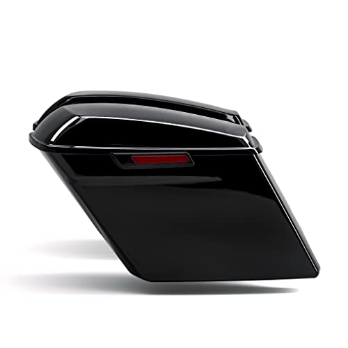 TCT-MOTORPARTS Vivid Black 5\" Stretched Saddlebags & CVO Rear Fender System Smoke For Harley Touring 2014-2023 FLT FLHT FLHTCU Road King Road Glide Street Glide Electra Glide Ultra-Classic