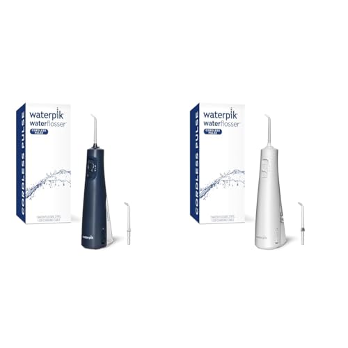 Waterpik Cordless Pulse Portable Water Flosser Bundle with 2 Classic Jet Tips WF-20 Blue and White Models