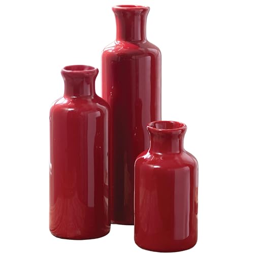 Sullivans Ceramic Red Vase Set: Elevate Living Room Decor
