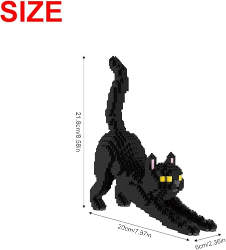 Larcele Cat Micro Building Blocks Animal Set DIY Mini 3D Building Toy Bricks Kit 999 Pieces KLJM-05 (Black Cat)