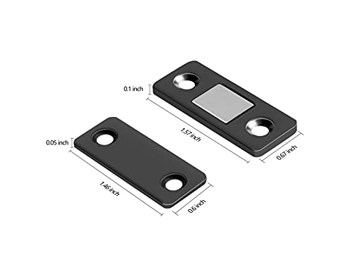 Mousike Magnetic Door Catch Ultra Thin Cabinet Magnets Stainless Steel Drawer Magnet Catch for Sliding Door Closure Kitchen Cabinet Cupboard Closet Closer (Black-4Pack)