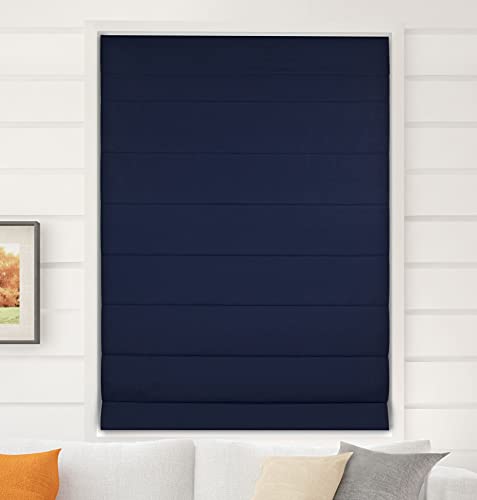Arlo Blinds Thermal Room Darkening Fabric Roman Shades Color: Navy Size: 30.5\" W X 60\" H Cordless Lift Window Blinds