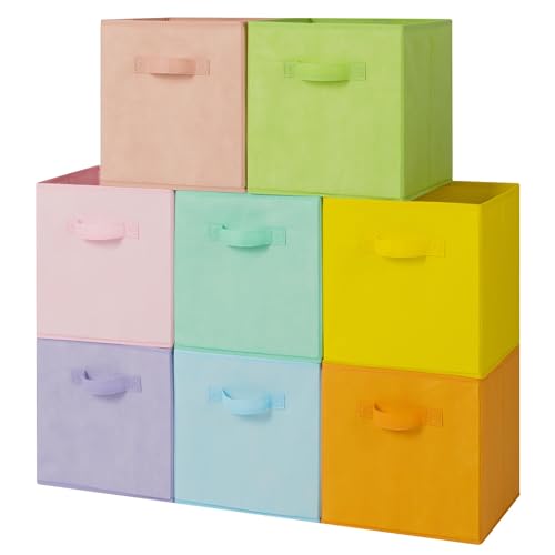 GRANNY SAYS Cube Storage Bins 11 Inch Storage Cube Organizer Fabric Storage Cubes with Handle Closet Storage and Organization Cube Storage Organizer for Shelves Beige 6-Pack