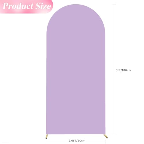 Wokceer 6FT Wedding Arch Cover Spandex Fitted Wedding Arch Stand Covers Round Top Chiara Arch Backdrop Cover for Birthday Party Ceremony Banquet Decoration Lavender COVER 1.8M- LAVENDER-A