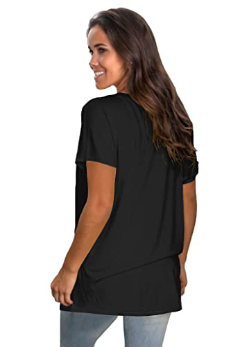 Saloogoe Comfy 3XL Black T Shirts for Tall Women