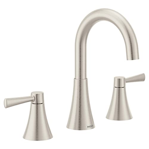 Moen Ronan Spot Resist Brushed Nickel Two-Handle Widespread Modern Bathroom Faucet Valve Included 84023SRN