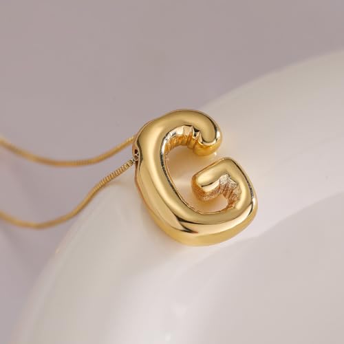 MTINEAPS Gold Initial Necklace: Trendy Bubble Letter
