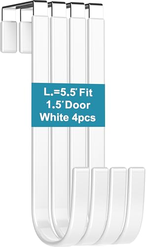Mars-Rock Over Door Hooks: 4PCS 5.5" White for 1.5" Door