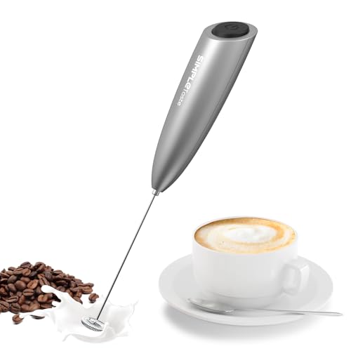 SIMPLETaste Milk Frother Handheld Battery Operated Electric Foam Maker Drink Mixer with Stainless Steel Whisk for Cappuccino Bulletproof Coffee Latte Gray