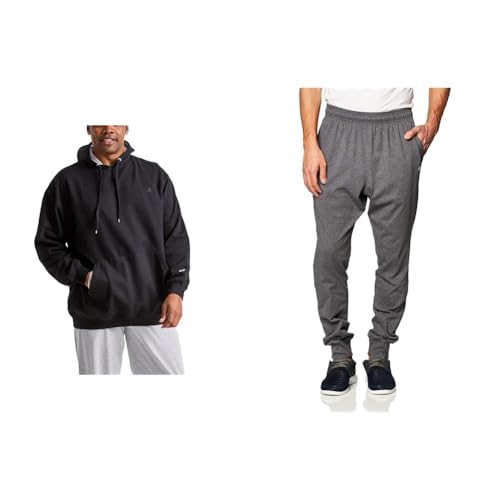 Champion Men's Pants Everyday Cotton Pants and Sweatshirt - Large Granite Heather C Patch Logo