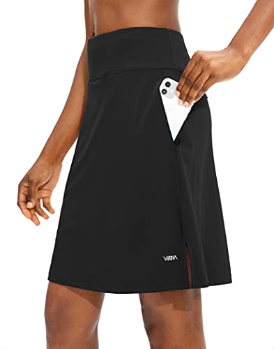 Viodia Women's 20\" Knee Length Skorts Skirts Athletic Tennis Golf Skirt for Women Modest Sports Casual Summer Skirt with 5 Pockets Black