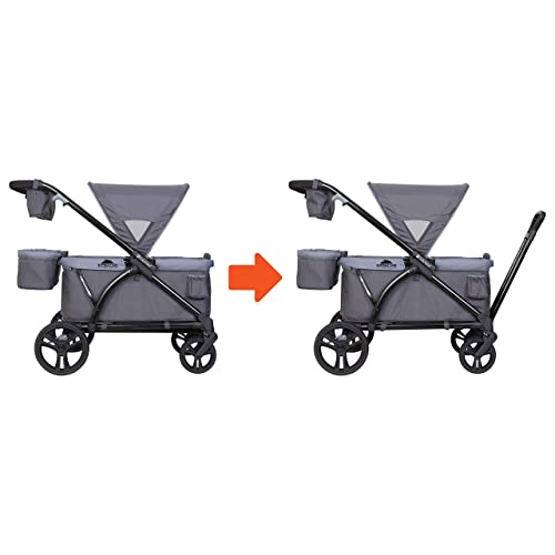Baby Trend Expedition 2 in 1 Push or Pull Stroller Wagon Plus with Canopy Choose Between Car Seat Adapter or Built in Seating for 2 Children Grey